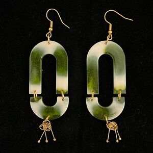 Elegant Green and Gold Earrings